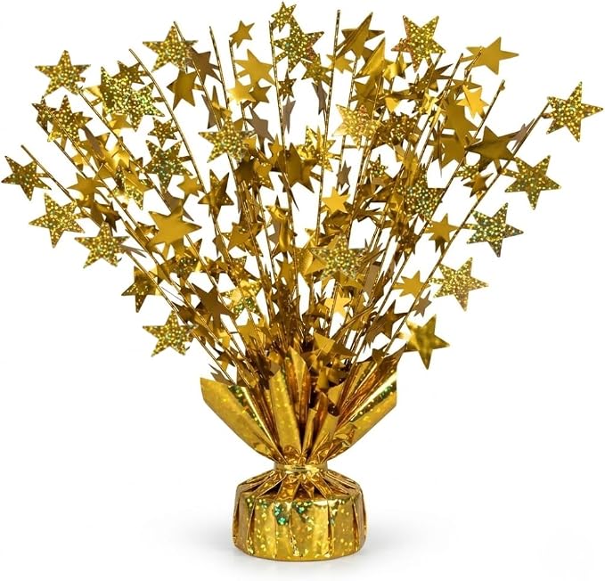 PMU 6 Pack Bursting Star Metallic Foil Spray Centerpiece- Gold Balloon Weights by PMU