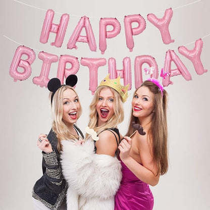 TONIFUL Pink Happy Birthday Balloons Banner Decorations - Image 5