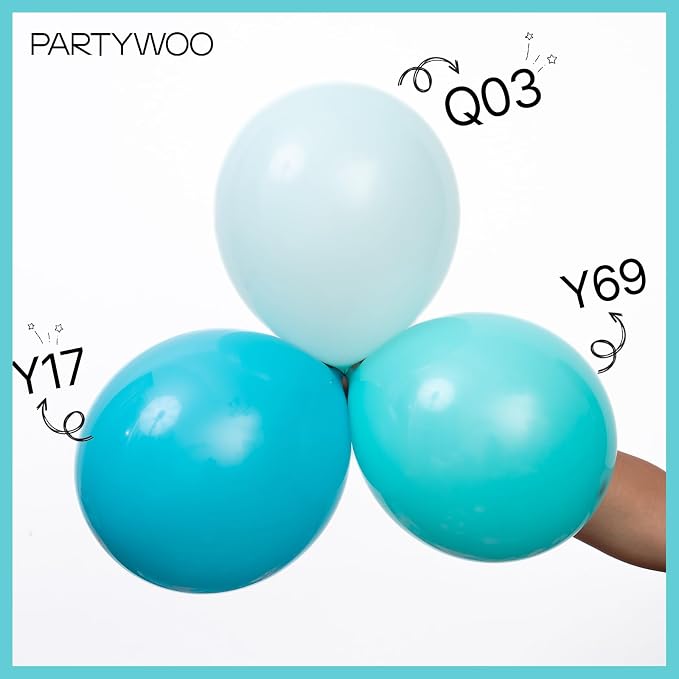 PartyWoo Teal Balloons 50pcs Turquoise Dark Teal Color 12 Inch | Balloons - Image 3