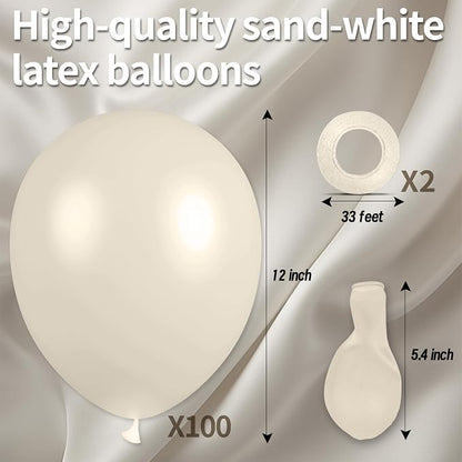 Sand White Latex Balloons 12 Inch 100 Pack Matte Latex Balloons - Image 2