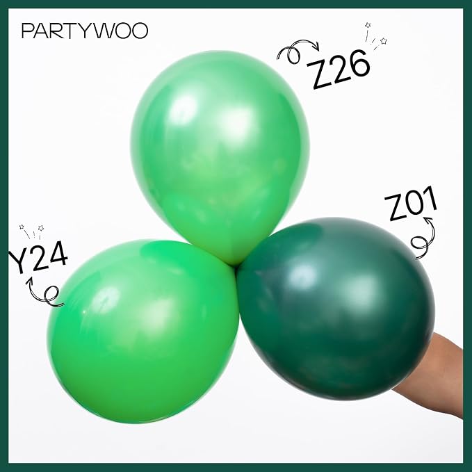 PartyWoo Pearl Dark Green Balloons 50pcs Pearl Emerald Hunter Forest Green | 12 - Image 4