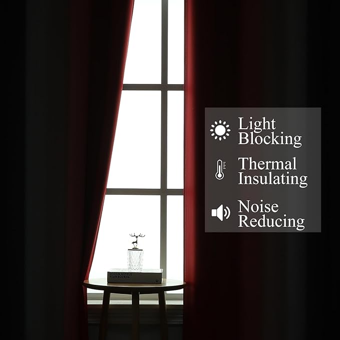 Ombre Red and Black Curtains 72 Inch Length 2 panels, Complete Blackout Curtains - Image 3