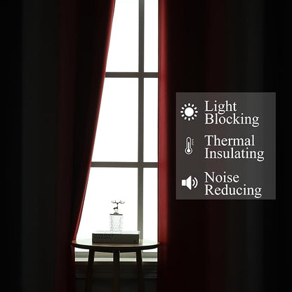 Ombre Red and Black Curtains 72 Inch Length 2 panels, Complete Blackout Curtains - Image 3