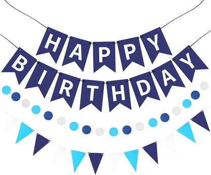 Blue Happy Birthday Banner, Happy Birthday Decorations Hanging Birthday Sign by Unknown