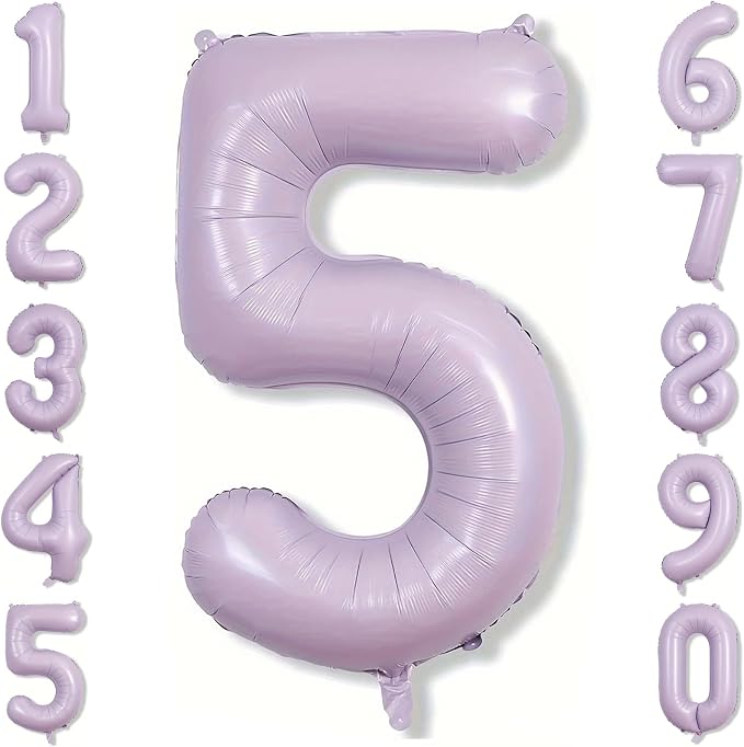 Cream Purple Number 5 Balloon 40 Inch, Foil Numeral by Unknown