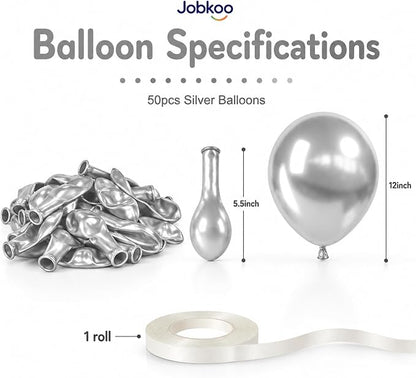 Jobkoo Silver Balloons 12 Inch - Image 2