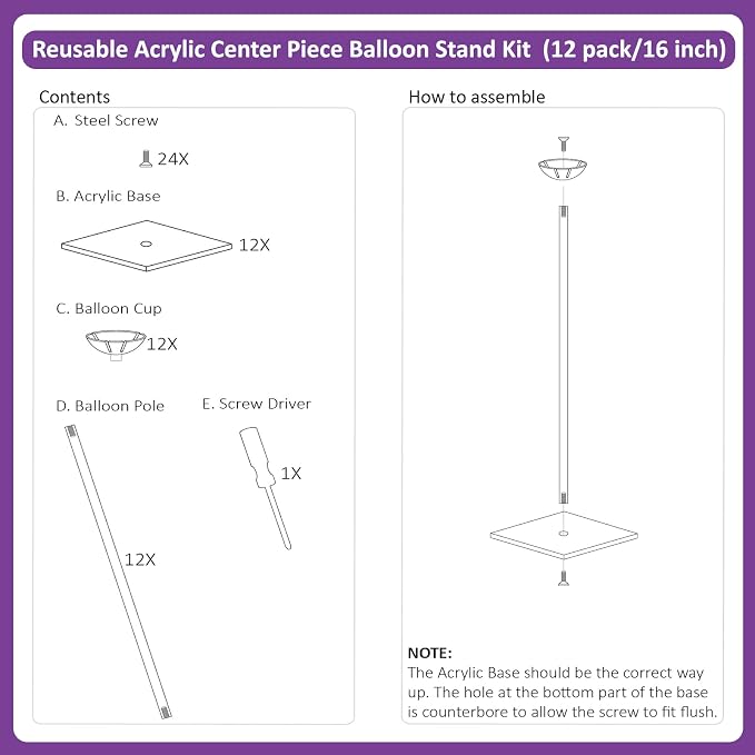 12 Pack Acrylic Balloon Stands for Table, Reusable Party Centerpiece Kits | 24 - Image 3