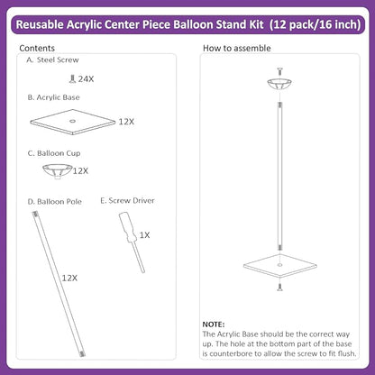 12 Pack Acrylic Balloon Stands for Table, Reusable Party Centerpiece Kits | 24 - Image 3