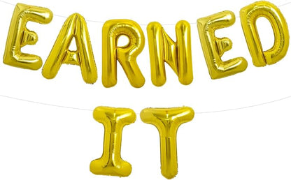 TONIFUL Gold Earned It Graduation Balloon Banner 2026 Nurse Graduations by TONIFUL