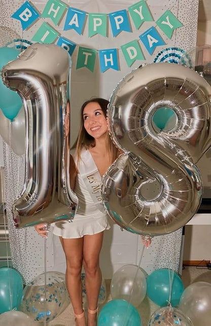 Large Number Balloons 40 Inch Silver 8 Balloon - Image 2