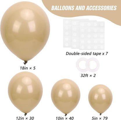 RUBFAC Brown Balloons Different Sizes Light Brown Balloon 154pcs | Boho Vanilla - Image 2