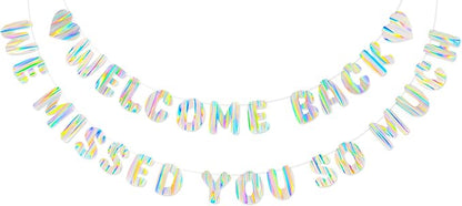 Iridescent Welcome Back We Missed You So Much Banner, Holographic Welcome Back by Unknown