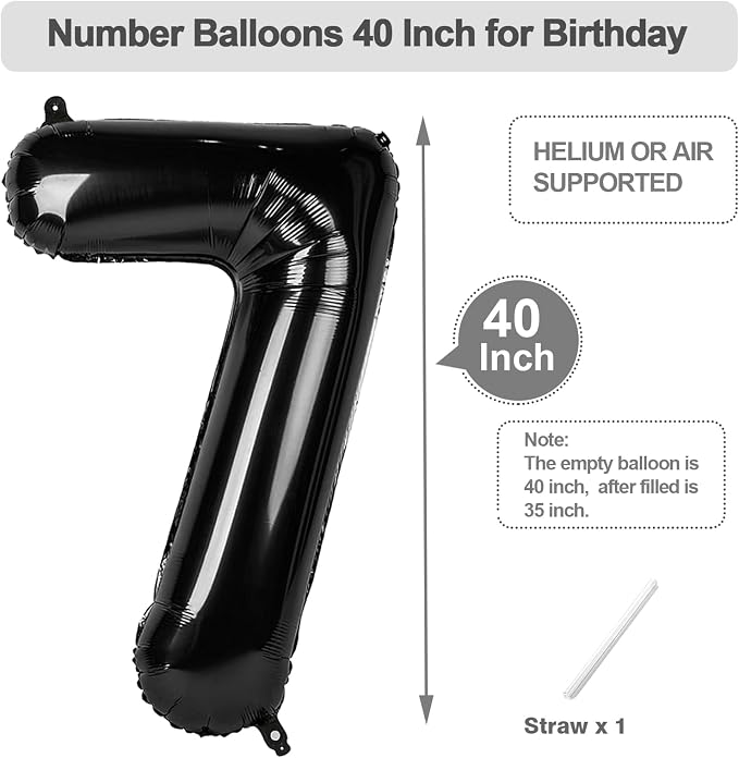 Numbers 16 Balloon 40Inch Black Balloons - Image 5