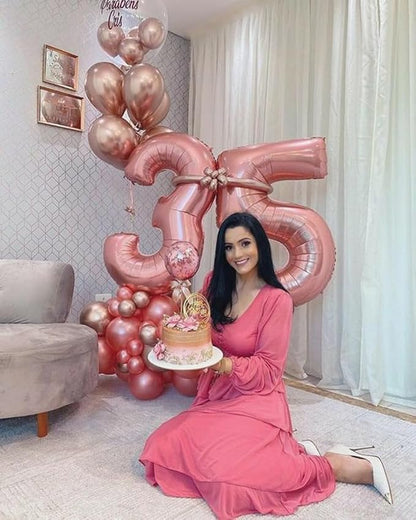5 Balloon Numbers Party Decorations, 40In Pearl Pink Balloons - Image 3
