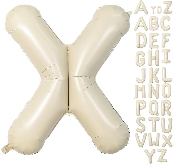 Cream Letter X Balloons, 40 Inch Balloons Letter X Mylar Helium Large X Balloon by BBPOOL