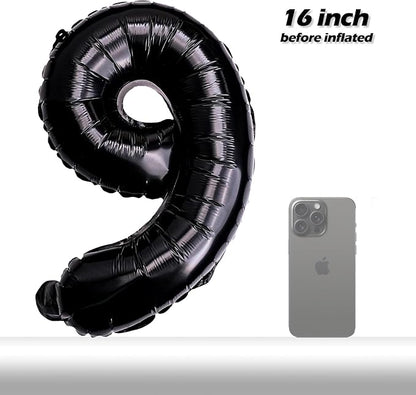 20 Pcs Black 16" Number Balloons 2 Sets 0-9 Foil Balloon Numbers Décor | Glossy - Image 4