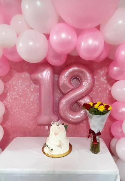 8 Balloon Numbers Party Decorations, 40In Pearl Pink Balloons - Image 2