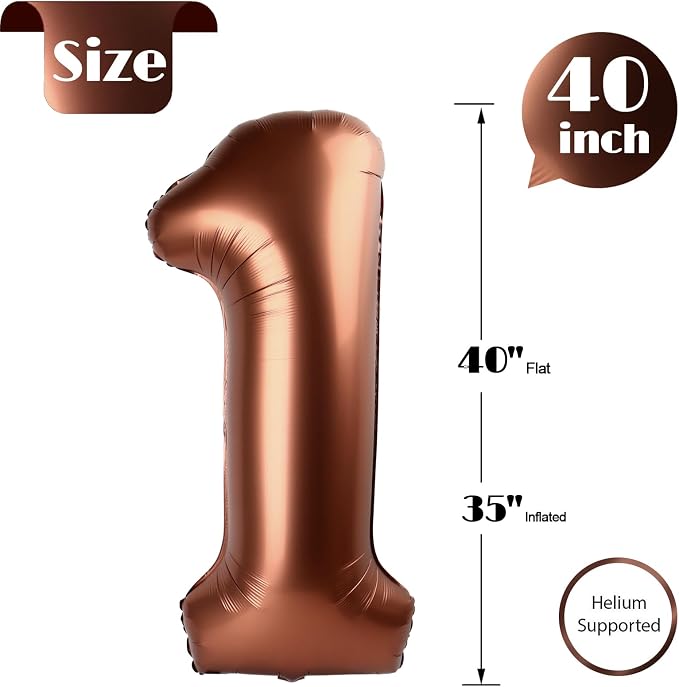 Coffee Brown Number 1 Balloon 40 Inch - Image 5