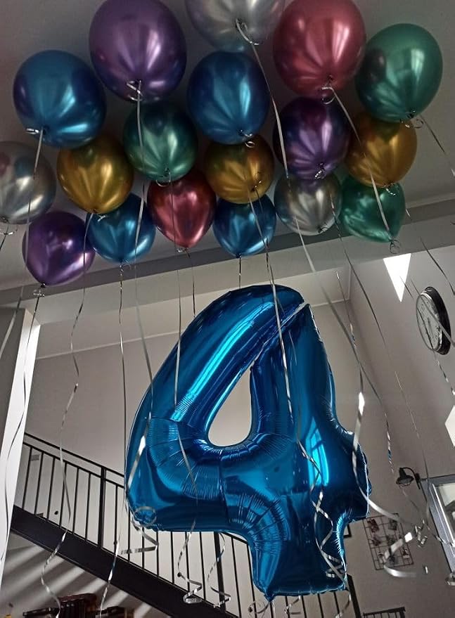 4 Balloon Numbers Birthday Decorations, 40In Dark Blue Balloons - Image 2