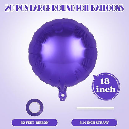 20 Pcs Purple Round Shaped Balloons, 18 Inch Round Foil Balloon, Giant Round - Image 2