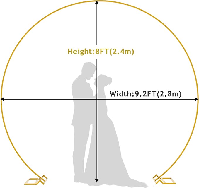 9.2 FT Large Circle Balloon Arch Stand Gold Metal Round Arch Backdrop Stand - Image 2
