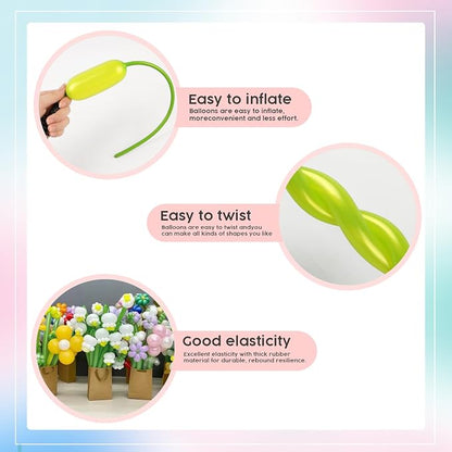 Pearl Light Green Long Balloons - Image 6