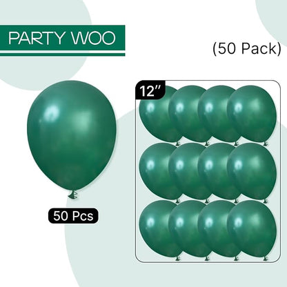 PartyWoo Pearl Dark Green Balloons 50pcs Pearl Emerald Hunter Forest Green | 12 - Image 6
