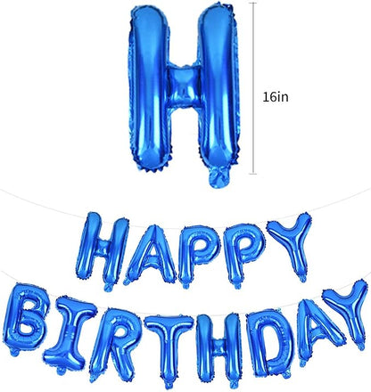 TONIFUL 16 Inch Blue Happy Birthday Balloons Banner Decorations - Image 2