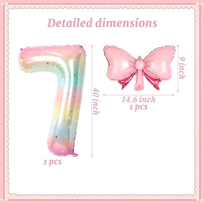 Number 7 40 Inch Rainbow Star Gradient Giant Number Balloon & Mini Bow Balloon - Image 2