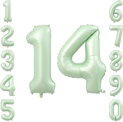 Olive Green Number 14 Balloon 40 Inch, Leafy Prop by Unknown