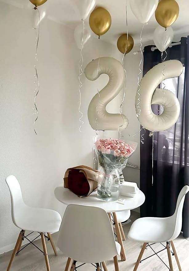 Number 25 Balloons 40 Inch for 25th 52 Birthday Party Decorations, Cream | - Image 3