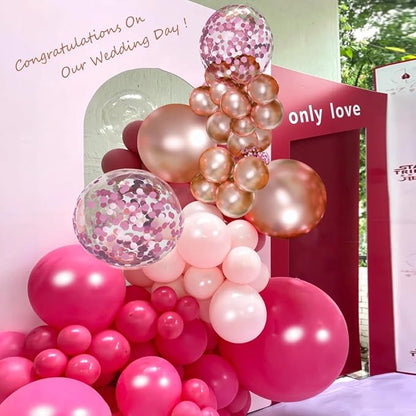 MEBAY Rose Red Pink Champagne Balloon Arch Garland Kit - Image 3