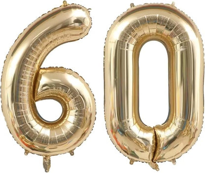 Light Gold 60 Balloon Numbers, 40 Inch Large 60th Birthday Balloons, Helium by Unknown