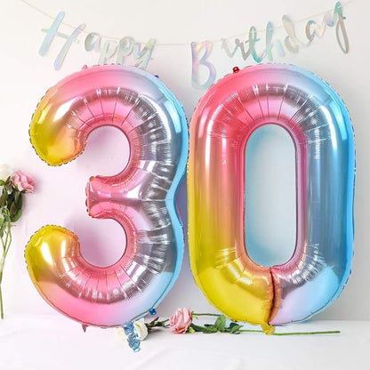 TONIFUL 40 Inch Rainbow Large Numbers Balloons 0-9, Number 0 Digital 0 Helium - Image 3