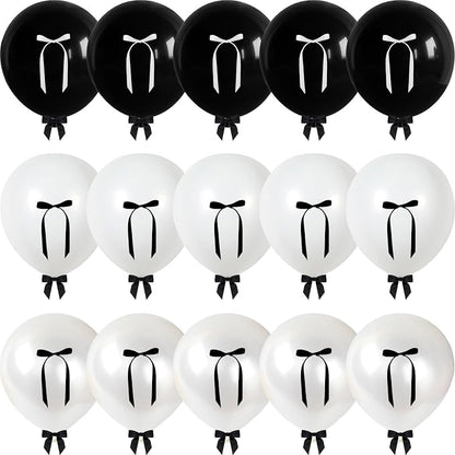 Black and White Bow Balloons 60pcs, Pearl White Black Balloons - Image 8