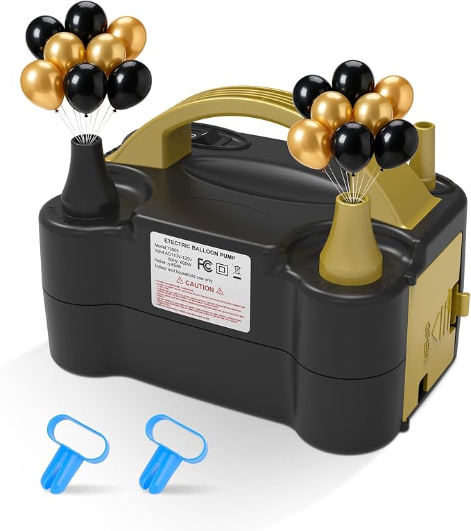 AXHJ Electric Balloon Pump, Portable Balloon Inflator, Dual Nozzle Air Pump by AXHJ