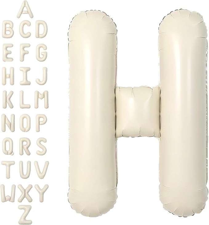 SUWEN 40 Inch Cream Large H Letter Balloons Big Foil Helium A-Z | Jumbo Mylar by SUWEN
