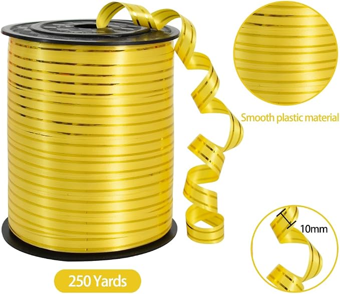 TONIFUL Curling Ribbon-Gold Gold Balloon Curling Ribbons-250 Yards Balloon - Image 2