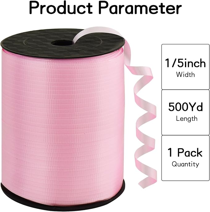 BEISHIDA 500 Yards Matte Light Pink Curling Crimped Ribbon Balloon String - Image 2