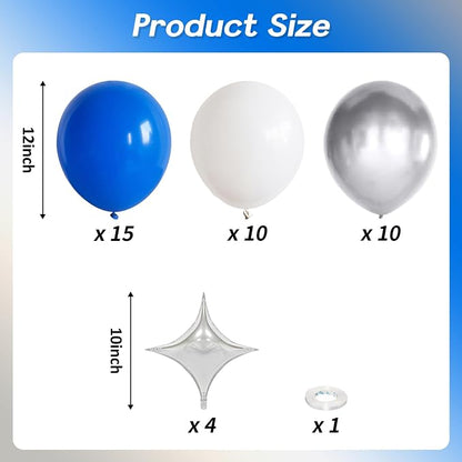 Royal Blue and Silver Balloons for Graduation Party Decorations, 12In Dark Navy - Image 2
