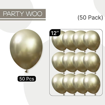 PartyWoo Metallic Green Balloons 50pcs Metallic Sage Olive Green Boho Color | - Image 6