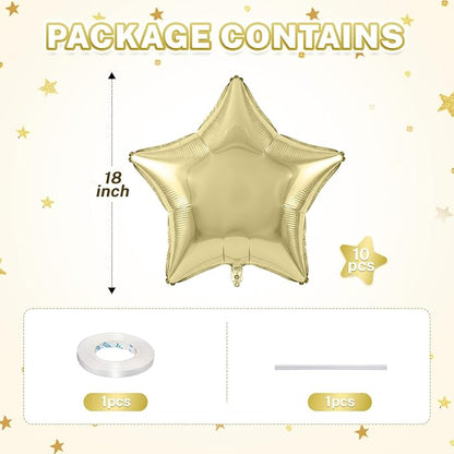Gold Star Balloons, 18 Inches Light Gold Star Balloon - Image 2