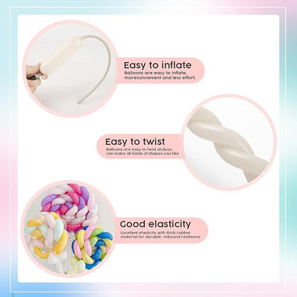 Sand White Long Balloons - Image 6