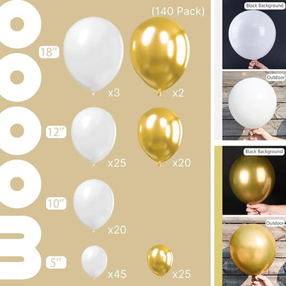 PartyWoo White and Gold Balloons, Party Decorations - Image 2