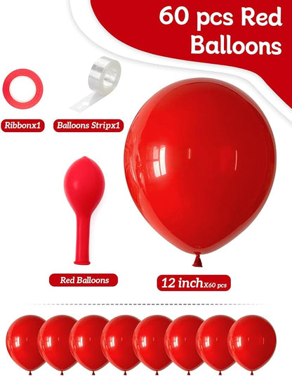 Red Balloons 12 Inch 60 PCS Red Latex Balloons - Image 3
