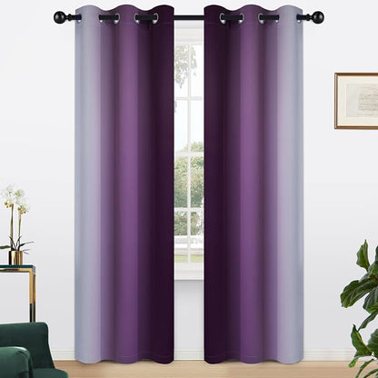 Yakamok Ombre Curtains Purple and Greyish White - Image 2