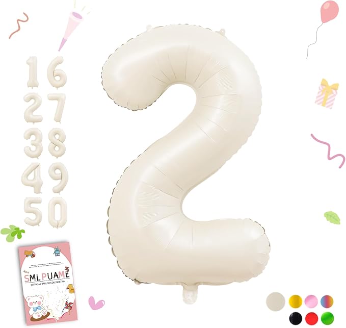 40 Inch Beige Number 2 Balloons by Smlpuame