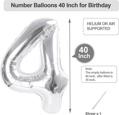 Number Balloons 40 Inch Silver 3 Balloon - Image 5