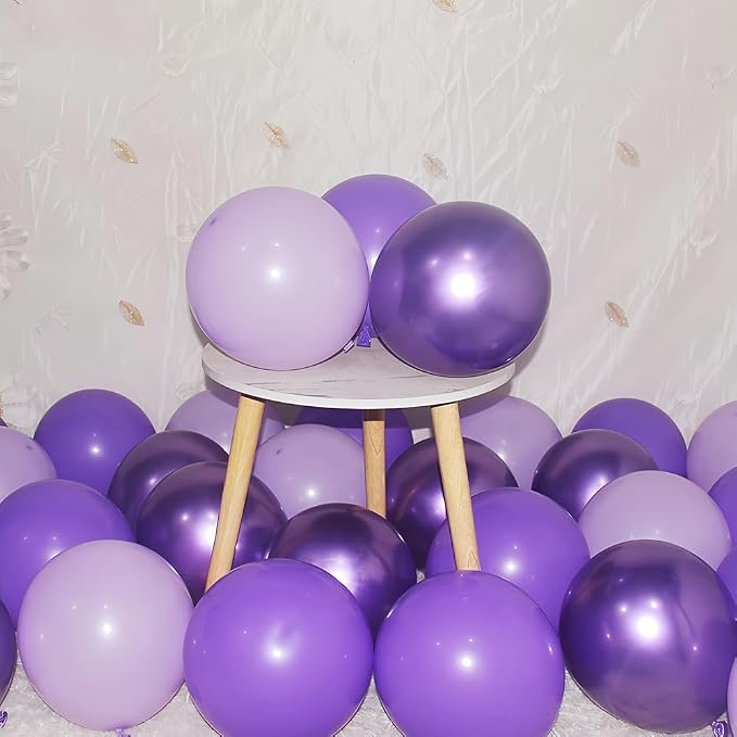 300 Pcs Purple Balloons 5 Inch Metallic Chrome Purple Pastel Macaron Light - Image 3