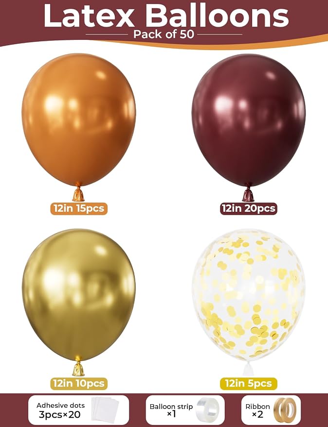 Fall Thanksgiving Party Balloons, Autumn Balloons Decorations | 50Pcs 12 Inch - Image 4